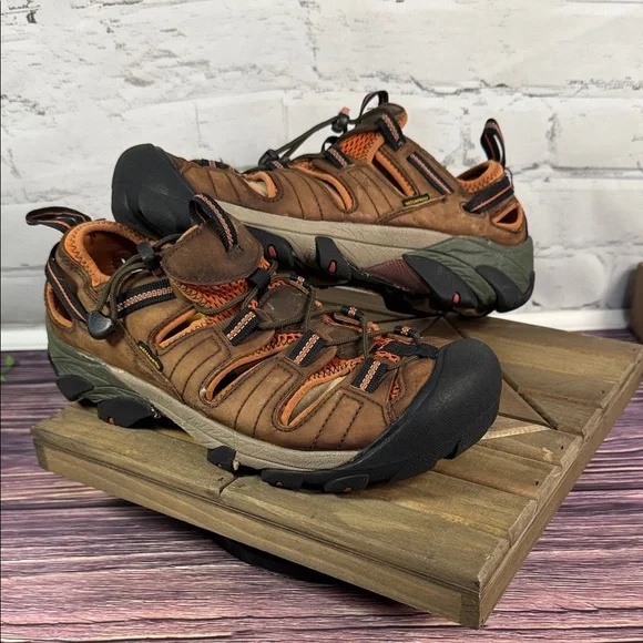 Keen Men's Arroyo II Waterproof Trekking Brown and Orange Shoes - Picture 1 of 13